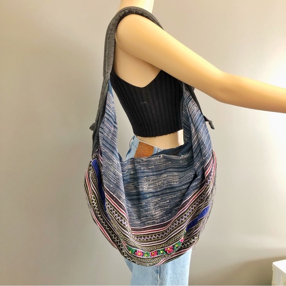 Vintage Multicolored Boho Hippie Festival Baggy Slouchy Roomy Shoulder Bag - Picture 13 of 13
